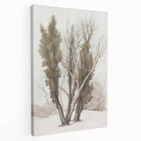 Stretched canvas artwork showcasing a serene landscape scene with vibrant colors, expertly framed for display. The side view highlights its elegant finish and texture.