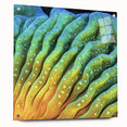 Close-up floral design in vibrant colors on acrylic glass, ideal for bedroom or dining room decor.