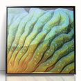 Large abstract wall art featuring floral close-ups in vibrant colors on a black acrylic frame.