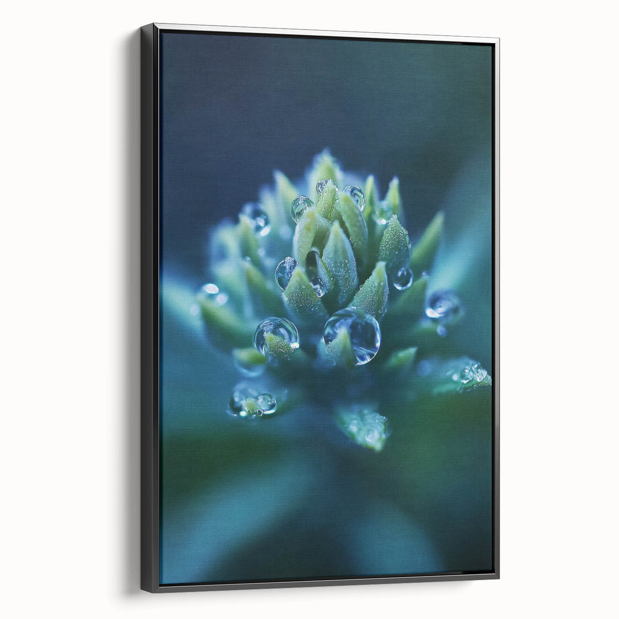 Black and white framed canvas featuring a close-up water landscape, ideal for bedroom wall art.