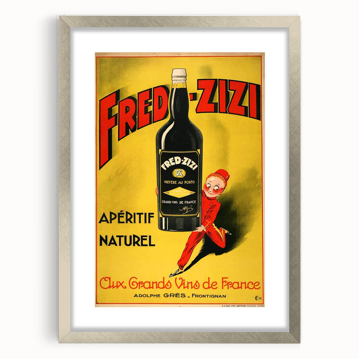 Retro Fred-Zizi Aperitif Poster - Vintage French Wall Art Print