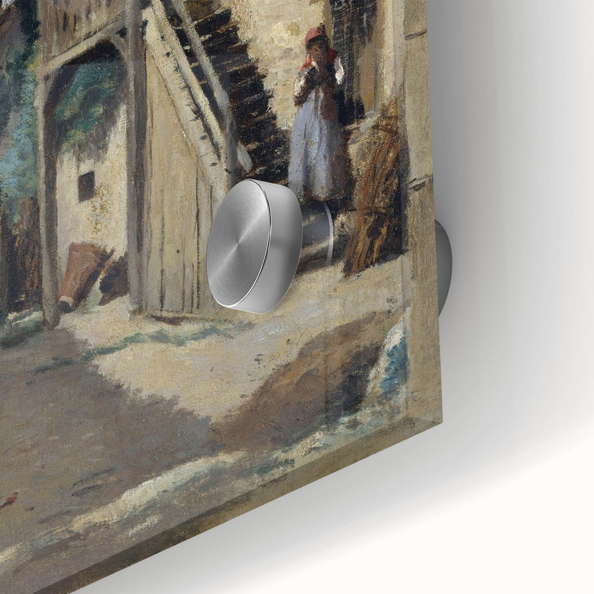 Realism Art Print - A Village Street, Dardagny by Camille Corot Canvas