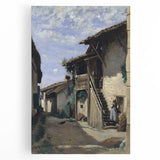 Realism Art Print - A Village Street, Dardagny by Camille Corot Canvas