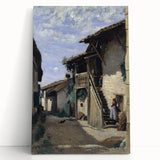 Realism Art Print - A Village Street, Dardagny by Camille Corot Canvas