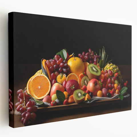 Vibrant Fruit Platter Art – Colorful Kitchen Still Life Print