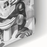 Bathroom Artwork - Humorous Chimp Reading Newspaper Modern Decor