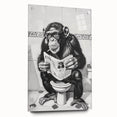Bathroom Artwork - Humorous Chimp Reading Newspaper Modern Decor