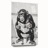 Bathroom Artwork - Humorous Chimp Reading Newspaper Modern Decor