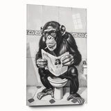 Bathroom Artwork - Humorous Chimp Reading Newspaper Modern Decor