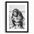 Bathroom Artwork - Humorous Chimp Reading Newspaper Modern Decor