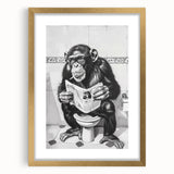 Bathroom Artwork - Humorous Chimp Reading Newspaper Modern Decor