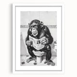 Bathroom Artwork - Humorous Chimp Reading Newspaper Modern Decor