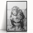Bathroom Artwork - Humorous Chimp Reading Newspaper Modern Decor