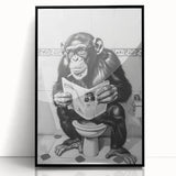Bathroom Artwork - Humorous Chimp Reading Newspaper Modern Decor