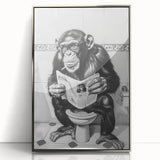 Bathroom Artwork - Humorous Chimp Reading Newspaper Modern Decor