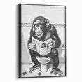 Bathroom Artwork - Humorous Chimp Reading Newspaper Modern Decor