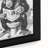 Bathroom Artwork - Humorous Chimp Reading Newspaper Modern Decor