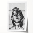 Bathroom Artwork - Humorous Chimp Reading Newspaper Modern Decor
