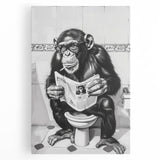 Bathroom Artwork - Humorous Chimp Reading Newspaper Modern Decor