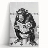 Bathroom Artwork - Humorous Chimp Reading Newspaper Modern Decor