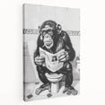 Bathroom Artwork - Humorous Chimp Reading Newspaper Modern Decor