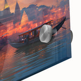 Large abstract wall art of an Indian landscape in muted earth tones on acrylic glass, suitable for dining room ambiance.