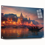 Acrylic print of a large abstract depiction of an Indian landscape in earthy tones.