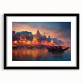 Extra large framed abstract art print depicting a colorful, textured Indian scenery, ideal for living room decor.
