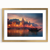 Extra large abstract art print depicting a textured Indian landscape in earthy tones, framed in gold.