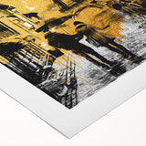 Art deco poster of Paris scenery in muted gray and blue tones on a rolled canvas, suitable for dining room wall art.