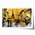 Rolled print of Paris scenery with vibrant floral accents, ideal for art wall dining room.