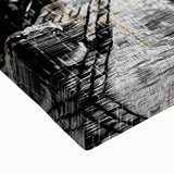 Large art of a black and white Paris landscape on stretched canvas, suitable for bedroom wall decor.