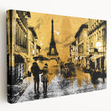 Large wall art on canvas depicting a panoramic view of Paris in muted beige and cream tones, ideal for kitchen wall decor.