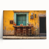Black and white stretched canvas of Yucatan scenery, ideal for kitchen wall art or bedroom ambiance.