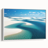Vintage poster art of a Brazilian landscape on framed canvas, featuring vibrant, colorful artwork against a black background.