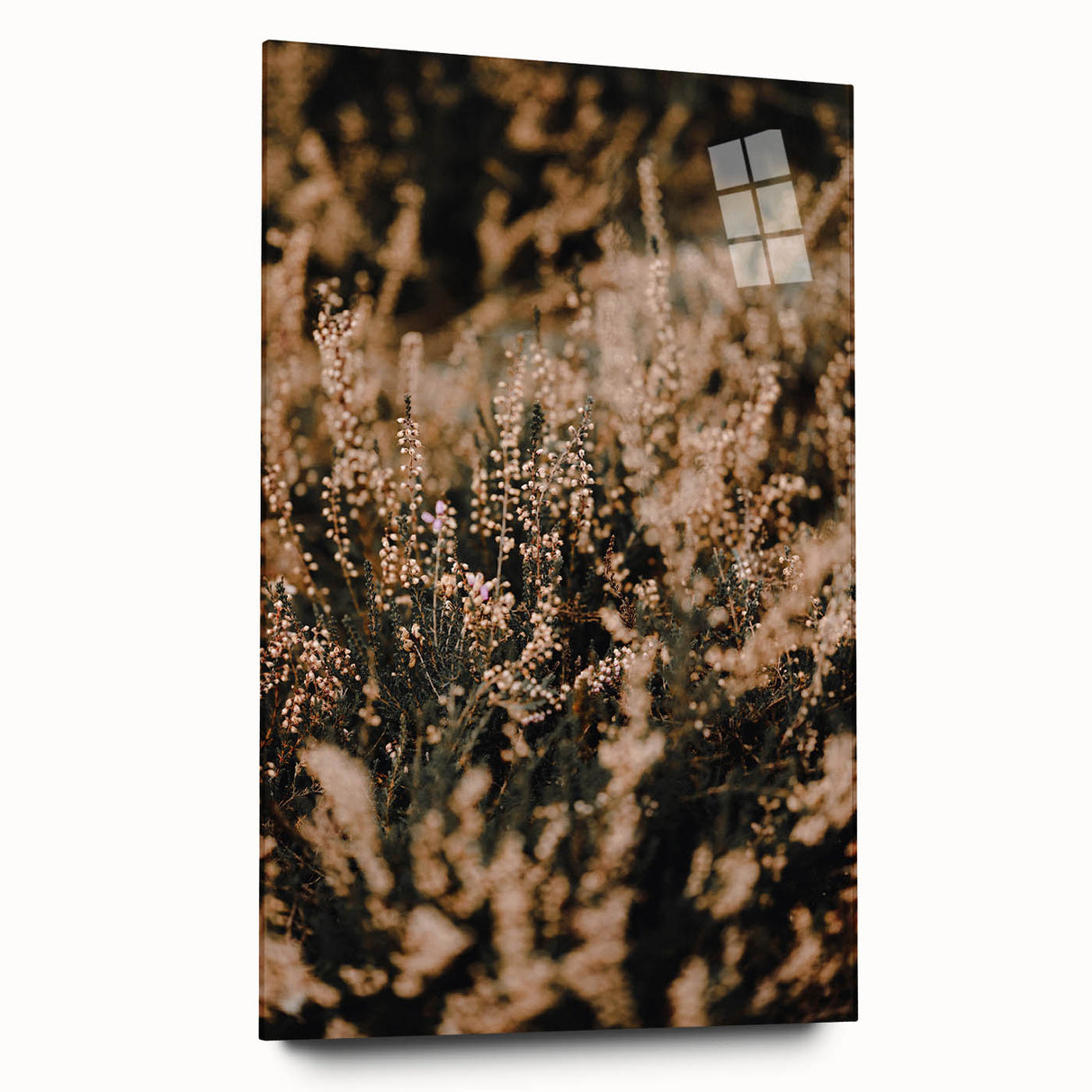 Large abstract wall art depicting autumnal trees in orange and yellow hues on acrylic glass.