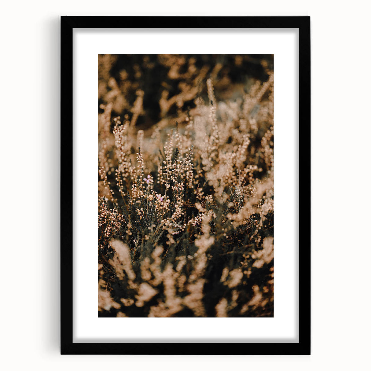 Extra large abstract art print featuring vibrant autumn hues on a textured canvas, framed in black.