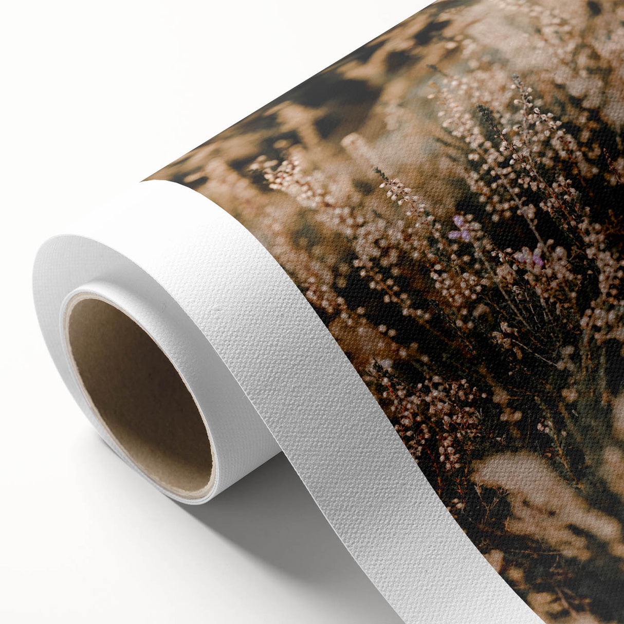Art deco poster featuring autumnal trees in warm orange and red tones on rolled canvas, suitable for nursery wall art.