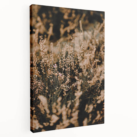 Autumn-themed abstract art on stretched canvas featuring warm orange and brown tones, ideal for kitchen wall art.
