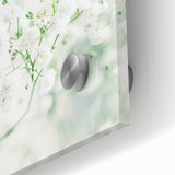 Large abstract wall art featuring vibrant spring colors on acrylic glass, ideal for dining room decor.