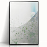 Large abstract wall art depicting springtime themes in pastel colors, framed in black acrylic.