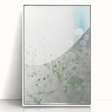 Acrylic print of a spring-themed modern art wall decor in pastel shades, framed in white, ideal for nursery wall art.