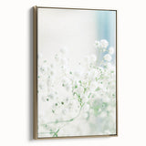 Framed canvas depicting a vintage-style landscape with lush greenery and soft pastel colors, ideal for bedroom wall art.