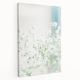 Spring-themed abstract painting on stretched canvas featuring soft green and pink tones, ideal for kitchen wall art.