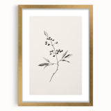 Extra large abstract art print featuring textured winter scene in muted blue and white, framed in gold.