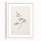 Abstract art print depicting a winter scene in muted blue and white tones on a framed canvas.