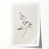 Winter floral art in muted blue and white tones on a large rolled canvas, suitable for dining room decor.