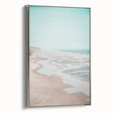 Landscape art painting on framed canvas featuring a vintage poster design with a vibrant, colorful palette.