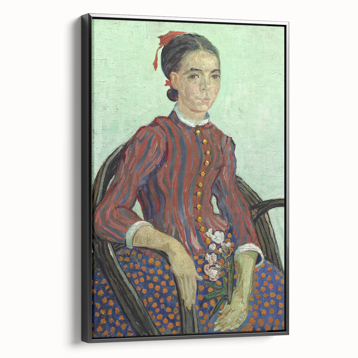 Black and white vintage poster art on framed canvas featuring a landscape painting, suitable for bedroom decor.