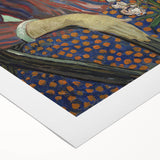 Art deco poster featuring geometric patterns in black and gold on rolled canvas, suitable for dining room decor.